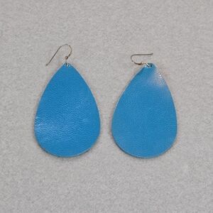 Nickle & Suede Elegant Blue Teardrop Earrings